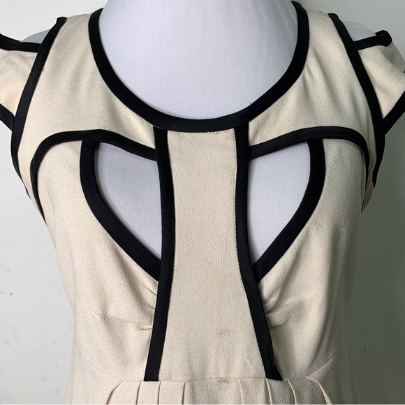 Temperley Women's Shift Cocktail Dress Cutout Detail Cream/Black Size 4 Wedding - Picture 2 of 16